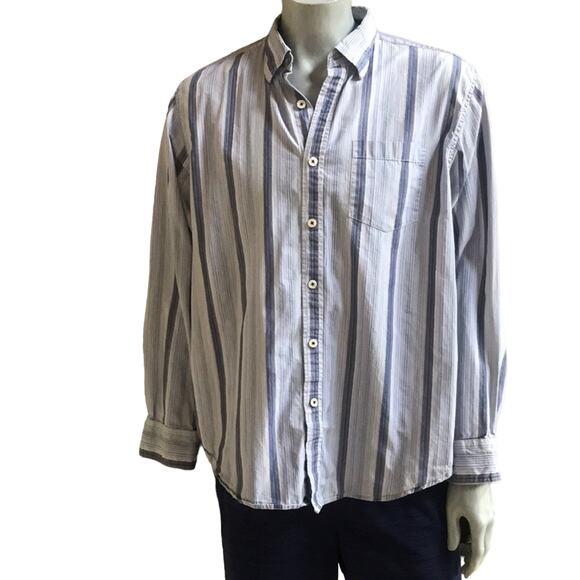 Tommy Bahama Cotton Blue Striped Men's Button Down Shirt with Pocket Size XL - Picture 1 of 6